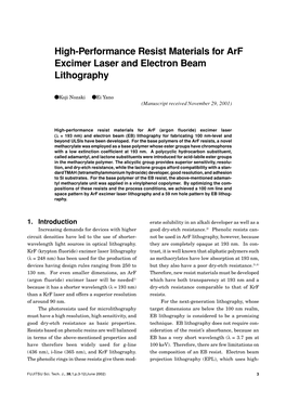 High-Performance Resist Materials for Arf Excimer Laser and Electron Beam Lithography