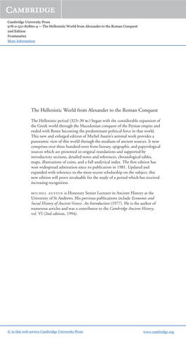 The Hellenistic World from Alexander to the Roman Conquest 2Nd Edition Frontmatter More Information