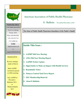 Inside This Issue : American Association of Public Health