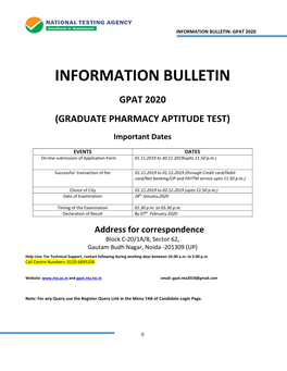 Information Bulletin: Gpat 2020