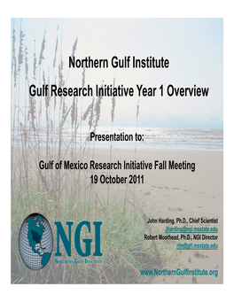 Northern Gulf Institute Gulf Research Initiative Year 1 Overview
