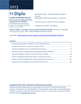 H-Diplo Roundtable, Vol. XIV, No. 39