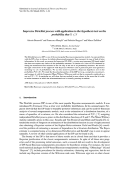 Imprecise Dirichlet Process with Application to the Hypothesis Test on the Probability That X ≤Y