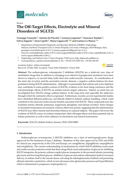 The Off-Target Effects, Electrolyte and Mineral Disorders of Sglt2i