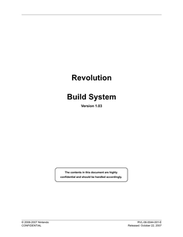 Revolution Build System Revolution SDK