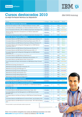 Cursos Destacados 2010 IBM SWG Training La Mejor Formación Técnica a Su Disposición