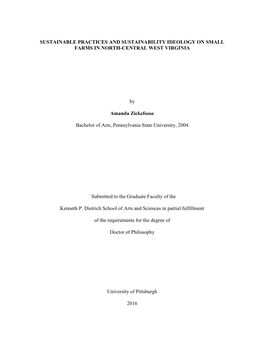 Sustainable Practices and Sustainability Ideology on Small Farms in North-Central West Virginia