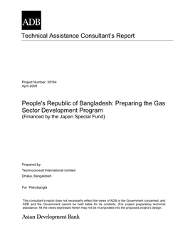 Technical Assistance Consultant's Report People's Republic Of