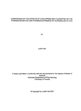 COMPARISON of the EFFECTS of CITALOPRAM and FLUOXETINE on the PHARMACOKINETICS and PHARMACODYNAMICS of ALPRAZOLAM in Vlvo