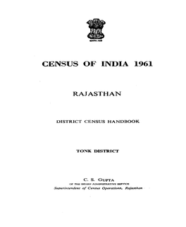 District Census Handbook, Tonk, Rajasthan