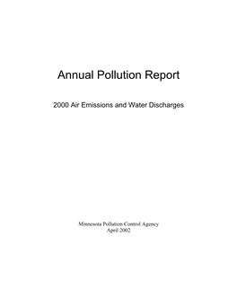 Annual Pollution Report: 2000 Air Emissions and Water Discharges