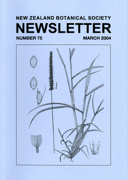 NEWSLETTER NUMBER 75 MARCH 2004 New Zealand Botanical Society