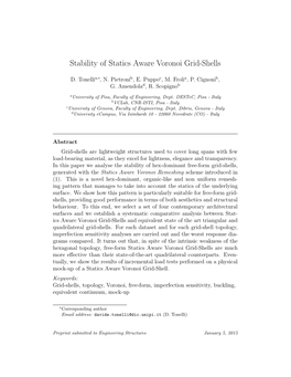 Stability of Statics Aware Voronoi Grid-Shells