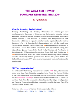 The What and How of Boundary Redistricting 2004