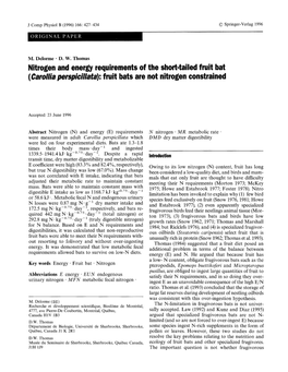 Nitrogen and Energy Requirements of Fruit