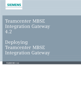 Deploying Teamcenter MBSE Integration Gateway