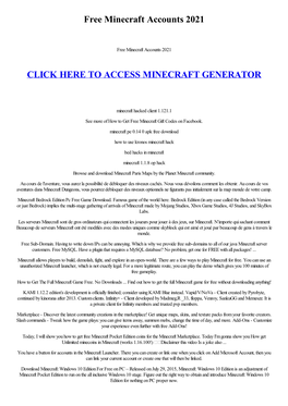 Free Minecraft Accounts 2021