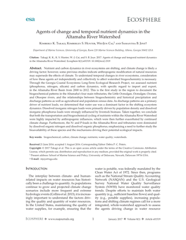 Agents of Change and Temporal Nutrient Dynamics in the Altamaha River Watershed Kimberly K