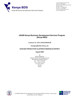 USAID Kenya Business Development Services Program (Kenya BDS)