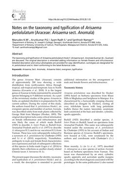 Notes on the Taxonomy and Typification of Arisaema Petiolulatum (Araceae: Arisaema Sect