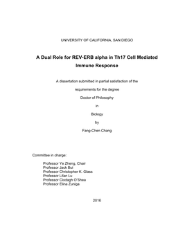 A Dual Role for REV-ERB Alpha in Th17 Cell Mediated Immune Response