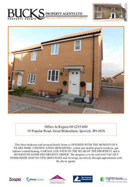 Offers in Region of £255,000 19 Popular Road, Great Blakenham, Ipswich, IP6 0GN