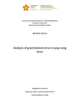 Analysis of Grammatical Errors in Pop Song Lyrics