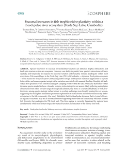 Seasonal Increases in Fish Trophic Niche Plasticity Within a Flood‐Pulse River Ecosystem