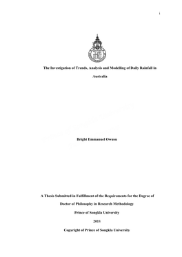 The Investigation of Trends, Analysis and Modelling of Daily Rainfall In