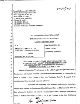 Winston & Strawn's Cover Sheet Application for Allowance And