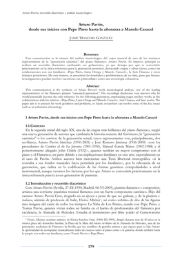 Arturo Pavón, Desde Sus Inicios Con Pepe Pinto Hasta La Añoranza a Manolo Caracol