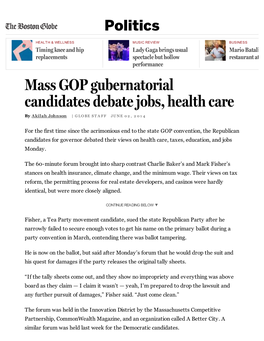 Mass GOP Gubernatorial Candidates Debate Jobs, Health Care