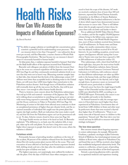 How Can We Assess the Impacts of Radiation Exposures?