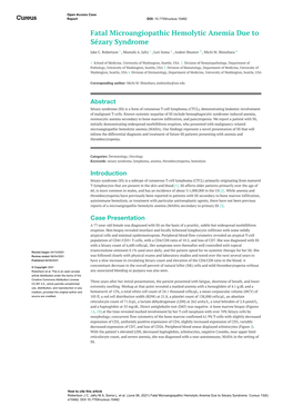 Fatal Microangiopathic Hemolytic Anemia Due to Sézary Syndrome