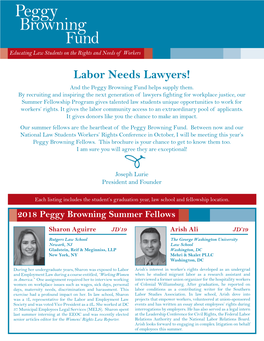 Labor Needs Lawyers! and the Peggy Browning Fund Helps Supply Them