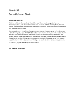 AL-V-B-286 Barrelville Survey District