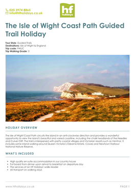 The Isle of Wight Coast Path Guided Trail Holiday