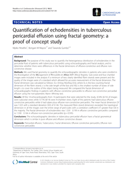 Quantification of Echodensities in Tuberculous Pericardial Effusion