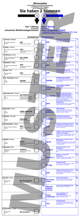 Musterstimmzettel Wahlkreis