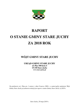 Raport O Stanie Gminy Stare Juchy Za 2018 R