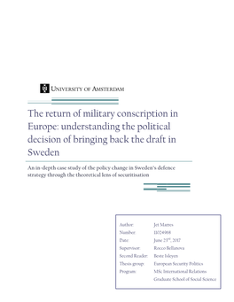 The Return of Military Conscription in Europe: Understanding the Political Decision of Bringing Back the Draft in Sweden