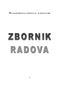 Zbornik Radova 12 Sajma Zdravlja Vinkovci 2008