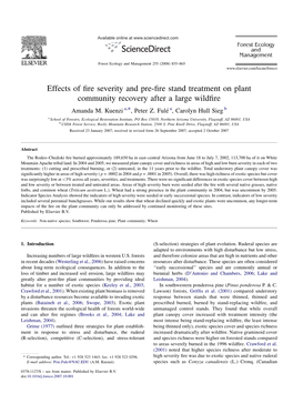 Effects of Fire Severity and Pre-Fire Stand Treatment on Plant Community