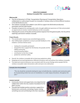 1 EXECUTIVE SUMMARY Rainbow Crosswalks Pilot