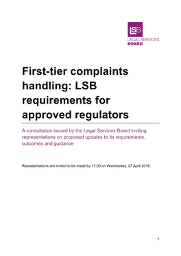 First-Tier Complaints Handling: LSB Requirements for Approved Regulators