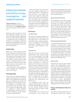 Kidney Stone Disease: Pathophysiology, Investigation And