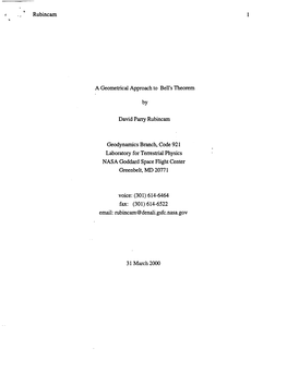 Rubincam I a Geometrical Approach to Bell's Theorem by David Parry