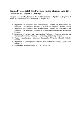 Tauopathy-Associated Tau Fragment Ending at Amino Acid 224 Is