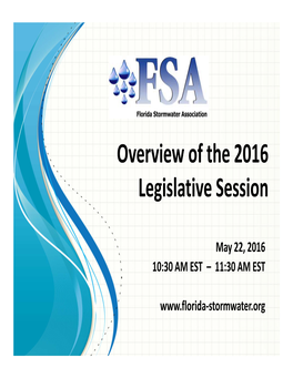 Overview of the 2016 Legislative Session