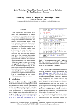 Joint Training of Candidate Extraction and Answer Selection for Reading Comprehension